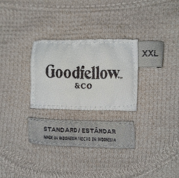Goodfellow & Co Men's Size XXL Beige  Long Sleeve Shirt 4 Button - Picture 4 of 9